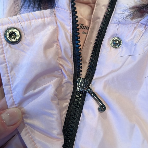 Juicy Couture Girls Pink Puffer Jacket Coat Parka with Fur Hoodie - 10/12 (M) - Picture 5 of 8